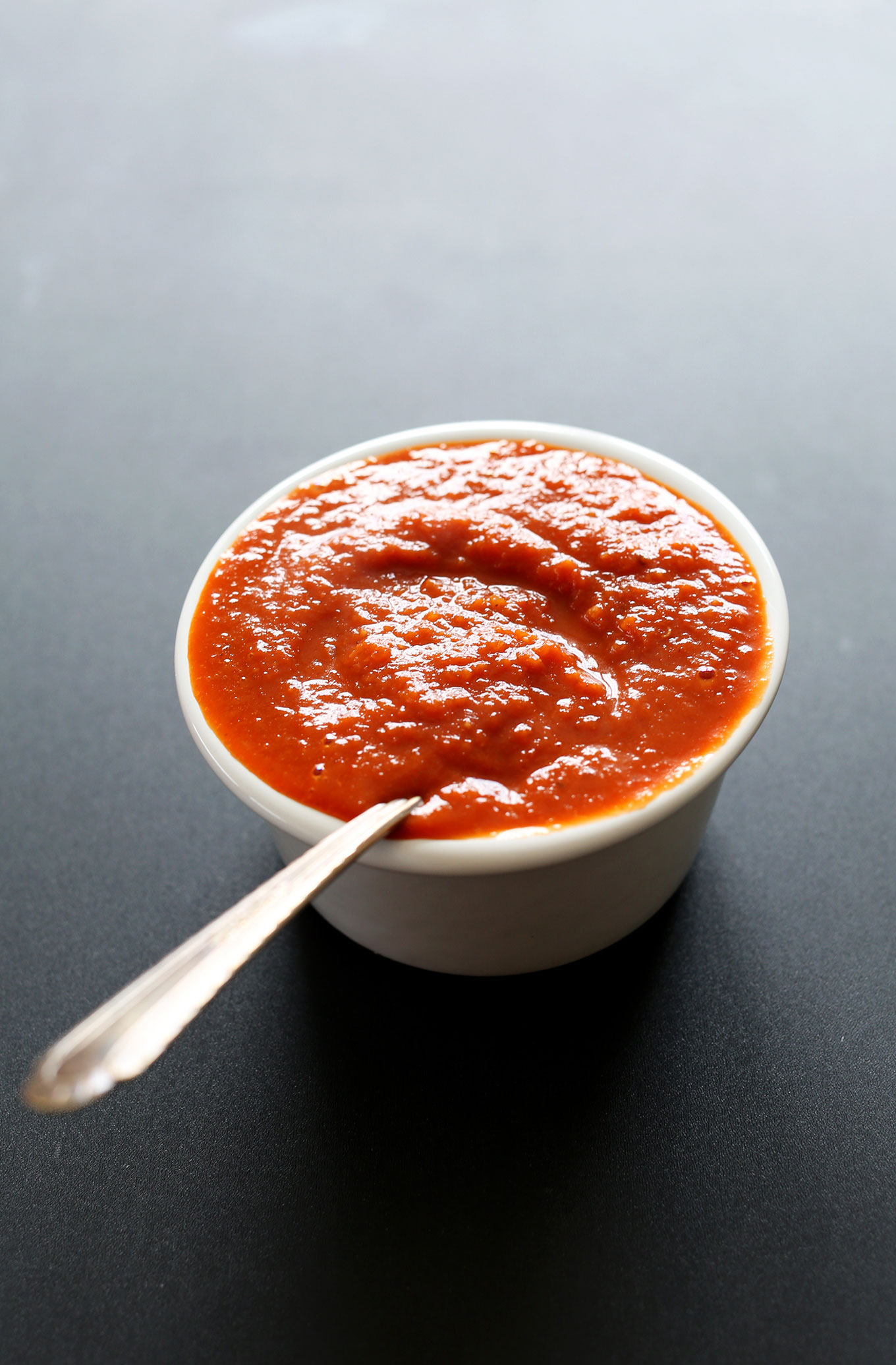 Bowl of our Chipotle Tomato Sauce for adding to Chilaquiles