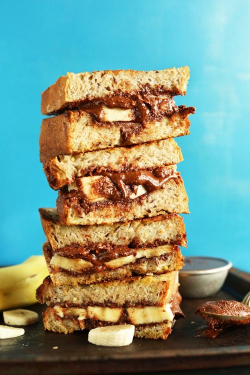 Stack of sandwiches crafted using our Grilled Nutella Banana Sandwich recipe