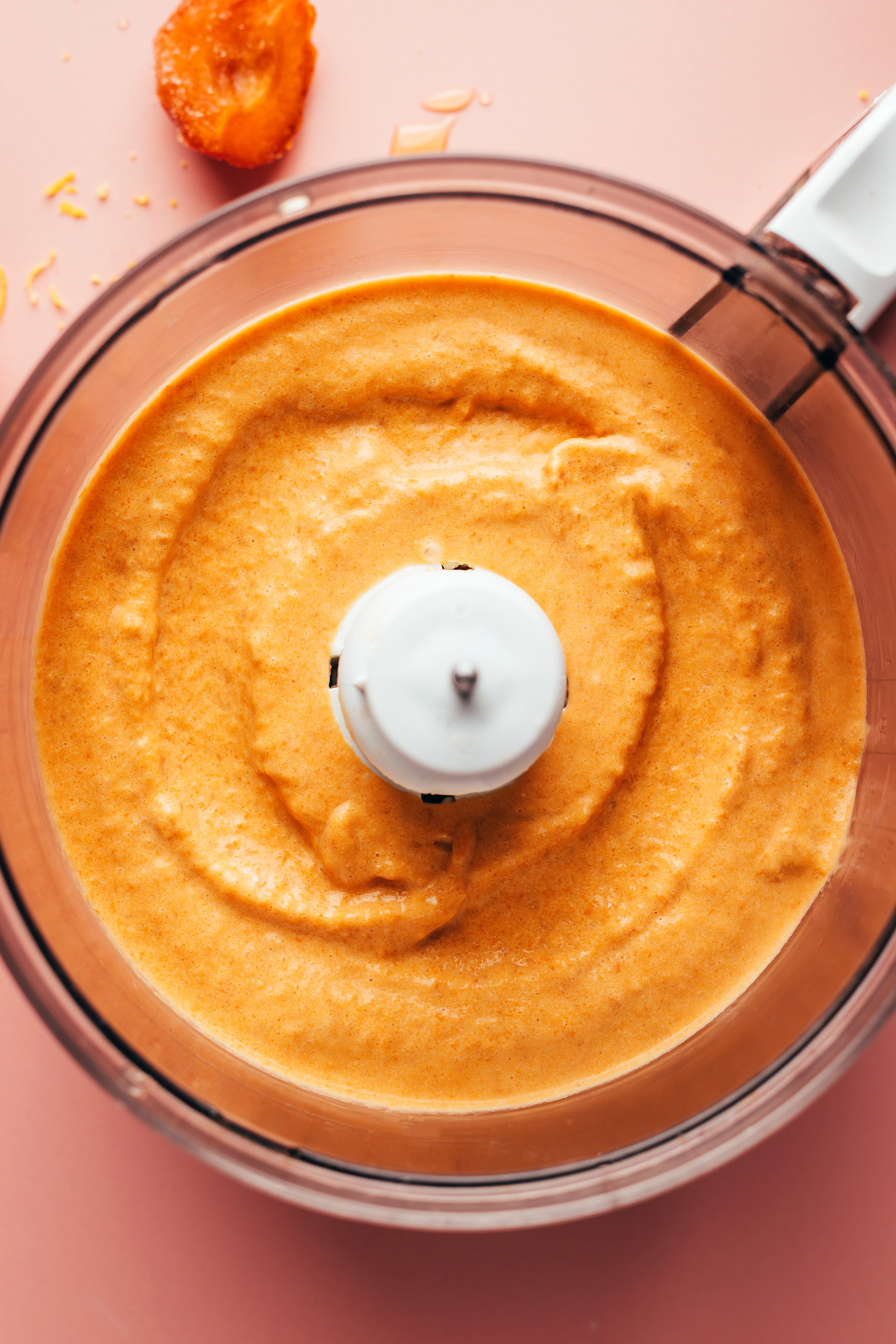 Creamy apricot sorbet in a food processor