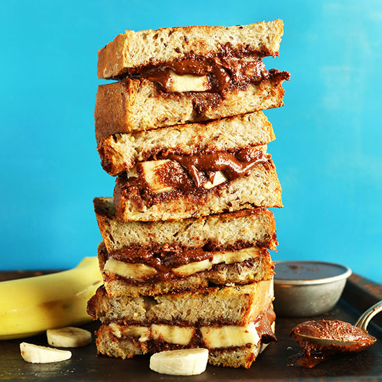 Stack of Grilled Nutella Banana Sandwiches