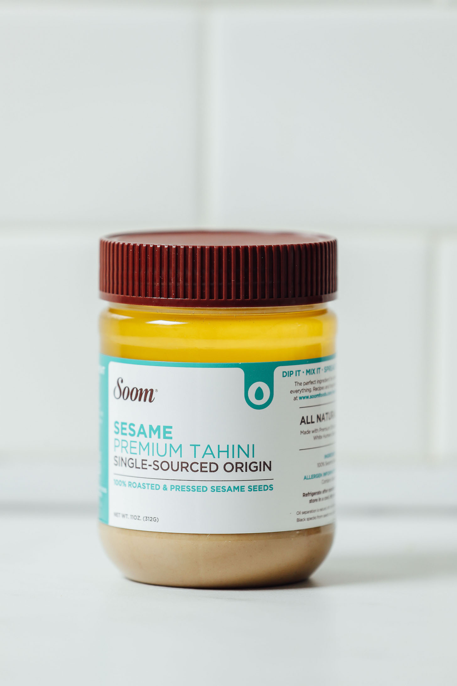 Jar of Soom Tahini for the second place in our review of store-bought tahinis