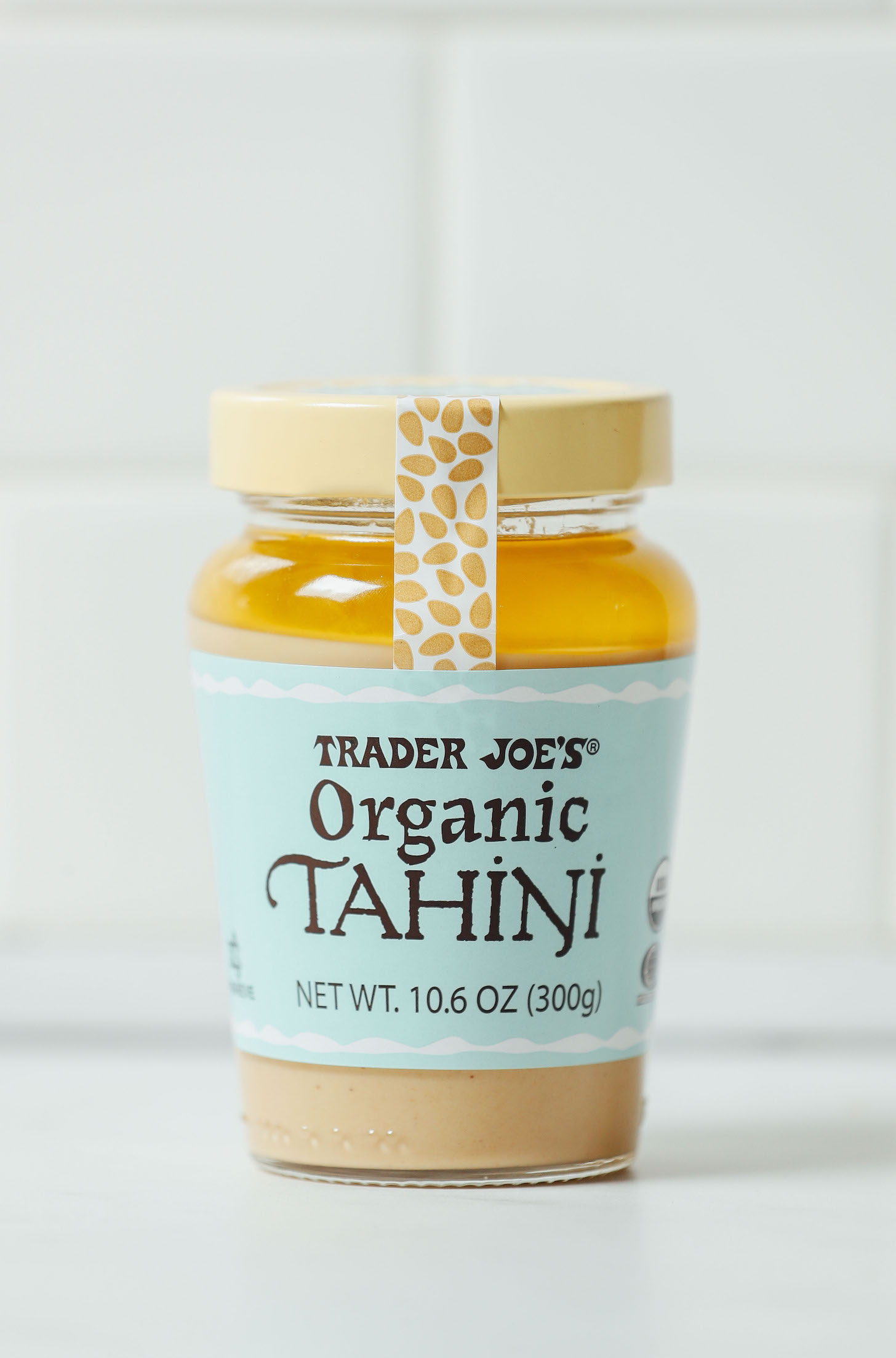 Jar of Trader Joe's brand tahini for our review of the Best Store-Bought Tahini Brands