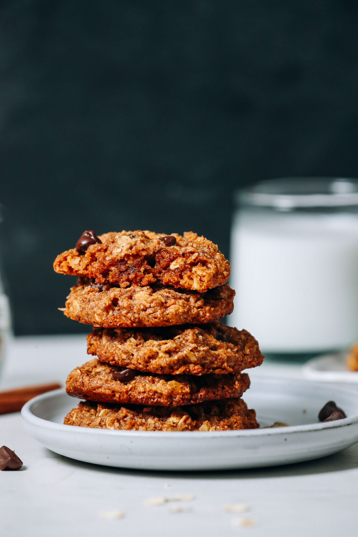 Stack of Chewy Pumpkin Chocolate Chip Cookies