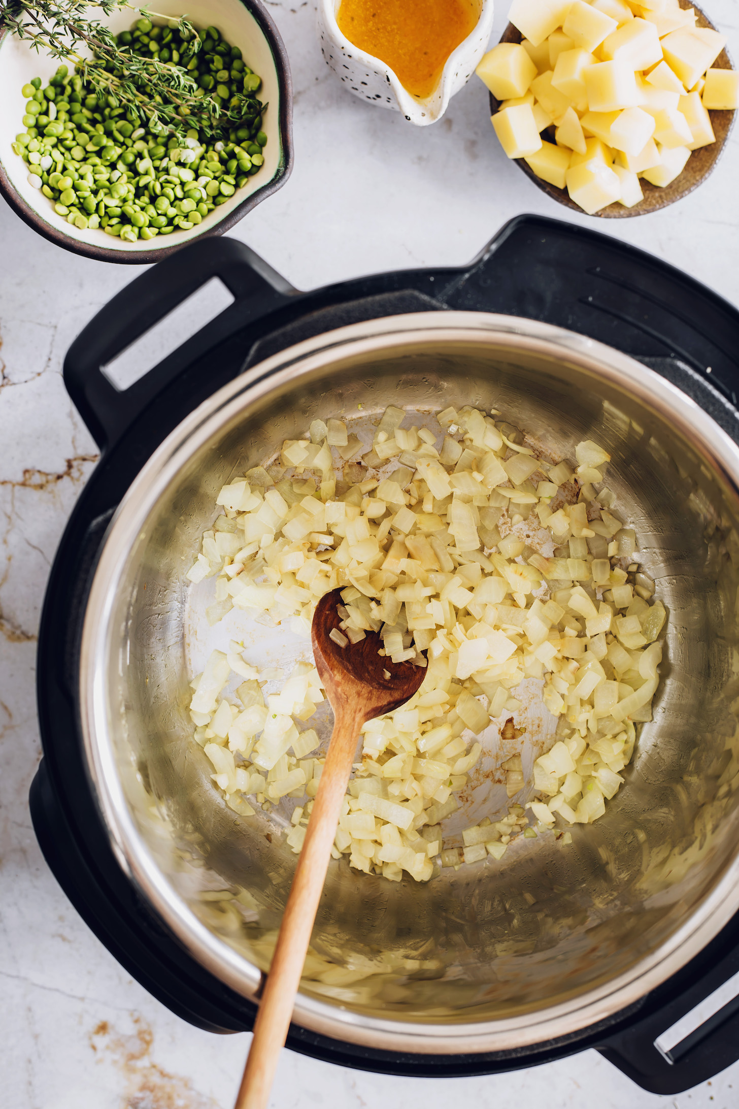 Sautéed onion and garlic in the Instant Pot