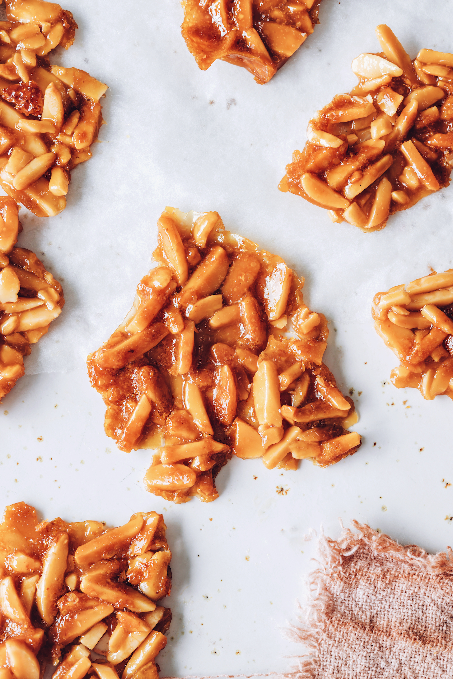 Pieces of crunchy almond brittle