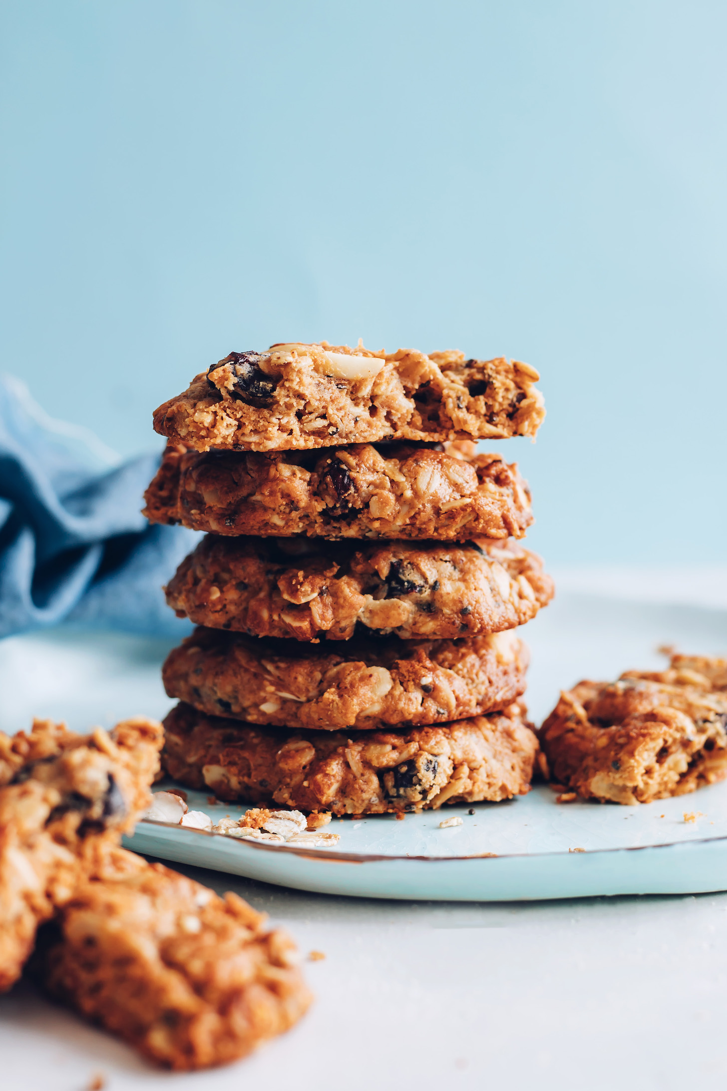 Stack of gluten-free vegan granola cookies