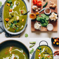 Vegan Palak Paneer with Curried Tofu written above images of the dish