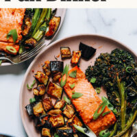 Image of miso-glazed salmon sheet pan dinner