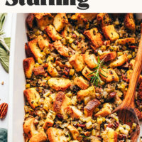 Tray of classic vegan gluten free stuffing