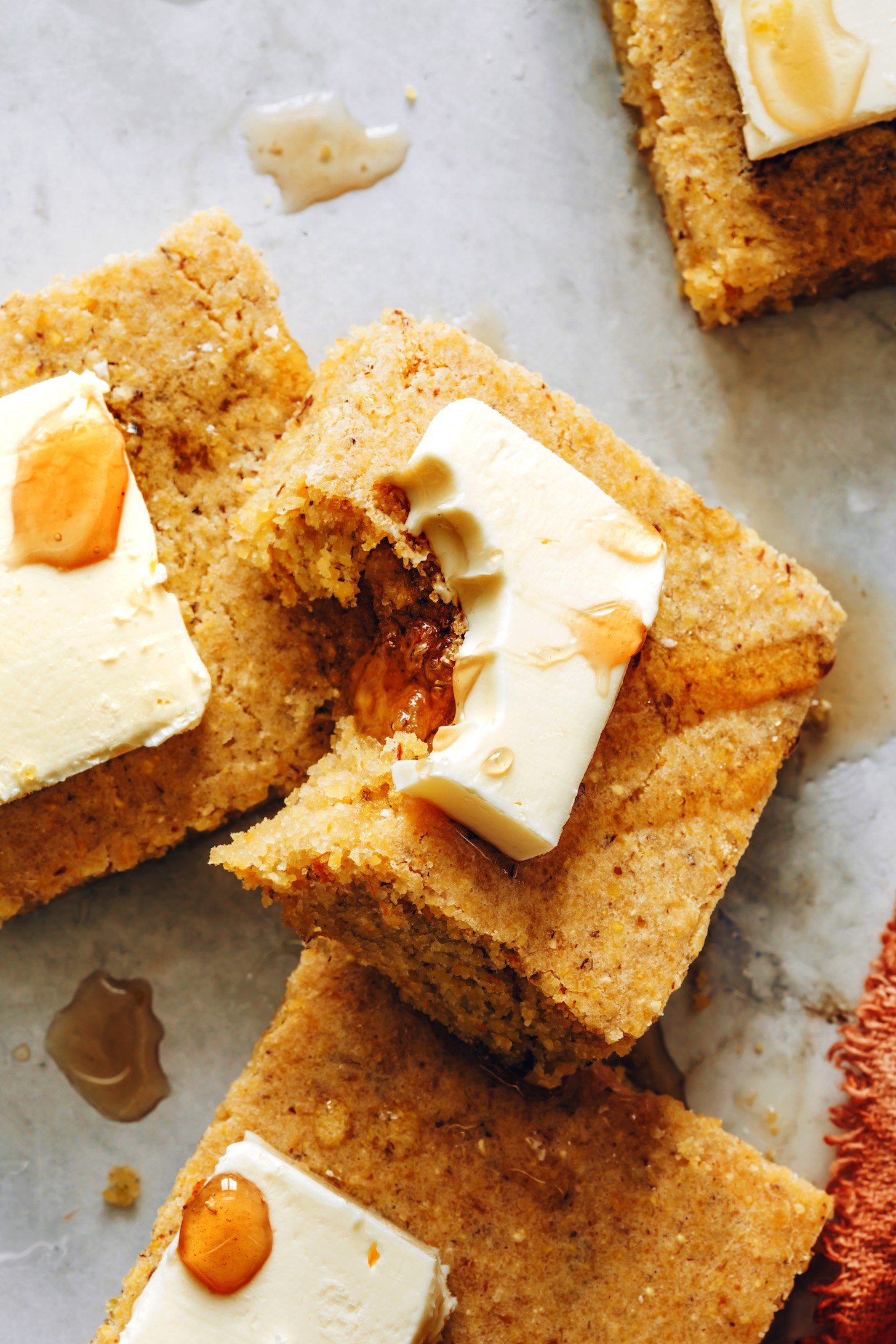 Slices of vegan cornbread