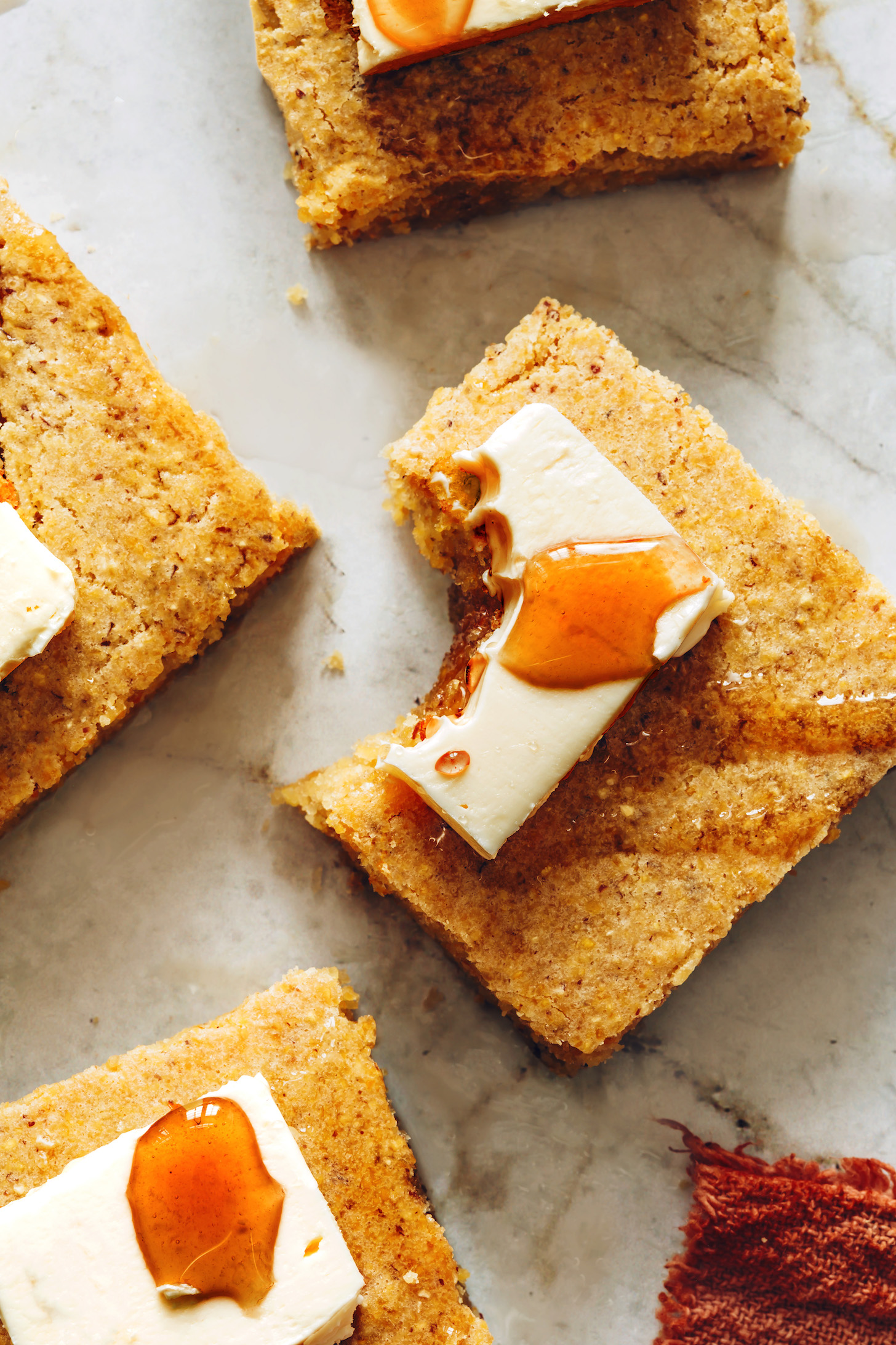 Slices of the best vegan cornbread