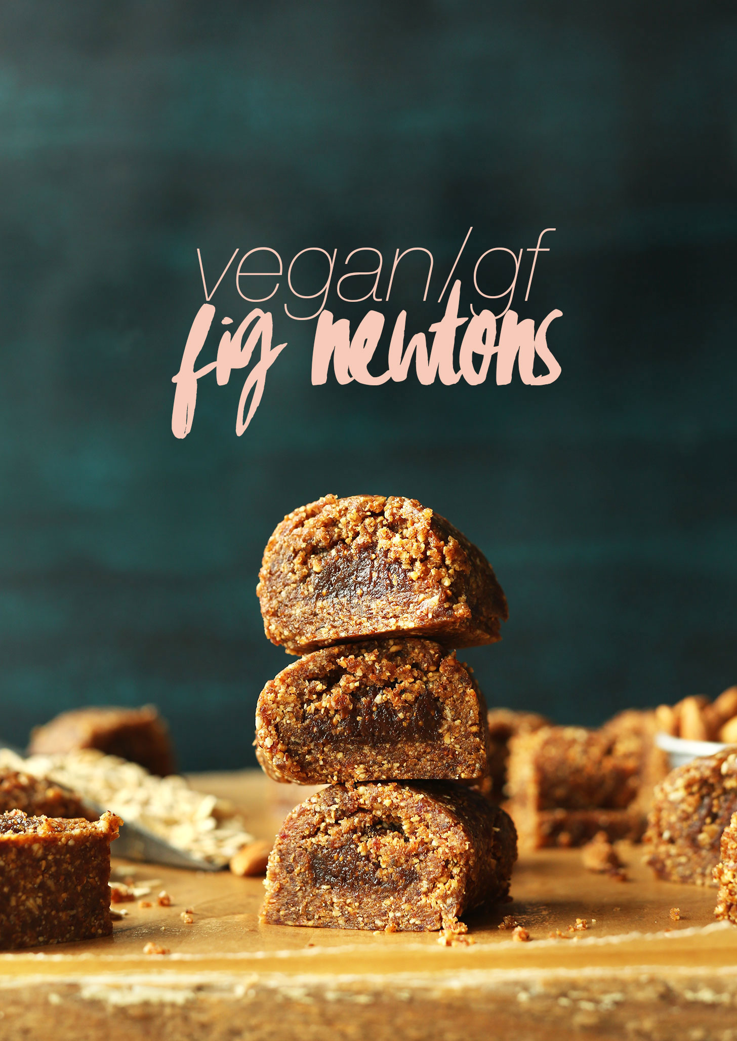 Stack of homemade no-bake gluten-free fig newtons